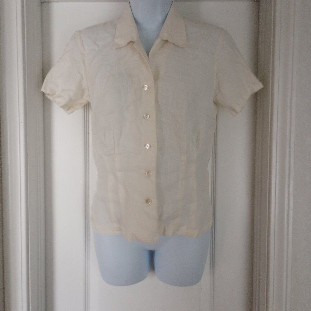 BALLSEY Tomorrowland Cream Short Sleeve Button Down Shirt